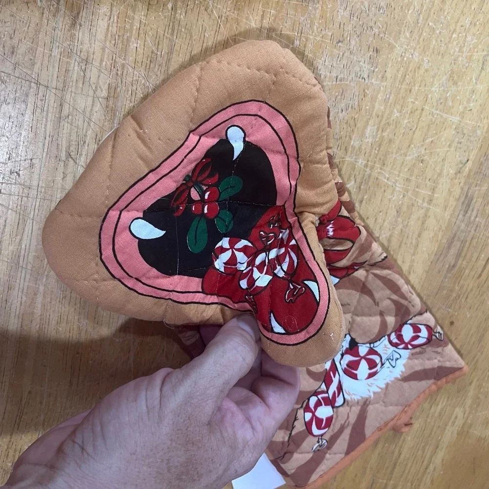 Vtg Merry Mint Christmas Orange Tabby Cat Oven Mitt Holiday Trimmings NWT Kitsch